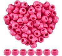 SOFPLATE 800 Pieza de Cuentas de Plástico Tipo Pony Cuentas de Barril Agujero Opacas Rosa Intenso 9 x 6mm Semillas Pequeñas Lisas Espaciadores Sueltos Accesorios para Hacer Joyas Pulseras Collares Ma
