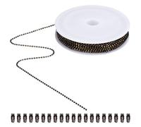 SOFPLATE Cadena de Bolas de Latón de 30 pie/9 m Y 1.5mm con Forma de Placa de Identificación Cadena de Cuentas con Forma de Bola Facetada Redonda Pequeña de Color Bronce Cadena de Eslabones de Metal S
