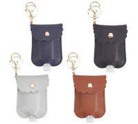 SOFPLATE Estuche para Desinfectante de Manos (4 Unidad, 4 Unidades), Llavero, Pequeño, para Viaje, Dispensador de Loción, con Clip para Bolso, Llavero de Cuero para Mujer, para Coche, Bolso, Etc.
