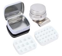 SOFPLATE Juego de Mini Paletas de Acuarela de 1 y 12 Compartimentos Caja de Almacenamiento de Pintura de Metal Recipiente de Agua Vacío Blanco Y Negro con Bandejas de Clip Pequeño Kit de Pintura para