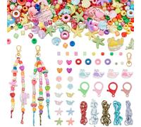 SOFPLATE Kit para Hacer Llaveros con Cuentas Letras Acrílicas de Colores Animales Del Océano Ballenas Estrellas de Mar Conchas Llaveros Bolsos Accesorios para Manualidades Regalos de Cumpleaños para A