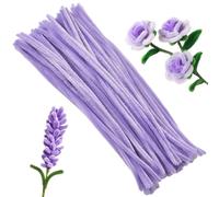 SOFPLATE Limpiadores de Pipa Morados Claros Tallos de Chenilla Reutilizables de Color Pastel Gruesos Y Difusos para Flores Manualidades Proyectos de Arte Decoraciones Regalos para Principiantes 100 un