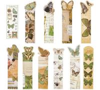 SOFPLATE Marcapáginas de Mariposa con 11 Hojas Marcapáginas de Naturaleza Colorido Rectangular Vintage con Diseño de Rosa Exquisito Estético para Leer para Mujeres Y Amigos.