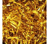 SOFPLATE Relleno de Cestas de 100g Papel Triturado Dorado Papel Arrugado Plástico Brillante Película Iridiscente Metálica Trozos de Cestas Confeti para Envolver Regalos Relleno de Cajas Decoración de