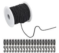 SOFPLATE Rollo de Cadena de Bolas de 65.6 pie/20 m Cadena de Bolas de Cuentas de 2.4mm con 40 conectores de Latón Cadena de Eslabones de Cuentas Redondas de Hierro Accesorios para Placa de Identificac