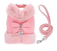 Soft and Comfortable Autumn and Winter Warm Dog Harness and Leash Set Cute Bow Pet Winter Clothing Vest Warm Fur Dog Clothing French Bulldog Labrador Harness Clothing ,A,l