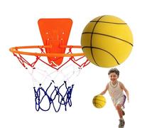 Soft Basketball Indoor, No Noise Sport Ball, 11.81 Inches Safe Soundless Play Equipment, Door or Wall Mounted Set, Quiet Bouncing Foam Ball for Apartment Home Gym Kids Adults