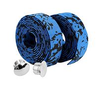 Soft Bikes - Cinta adhesiva para manillar de bicicleta con 2 tapones de barra para ciclismo de turismo y carreras de carretera, 2 unidades por juego (azul + negro), vendaje de cinta para manillar de