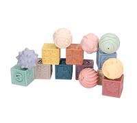 Soft Building Blocks Baby Sensory Silicone Educational Squeeze Stacking Toys Square and Round Blocks for Infants Toddlers 6+ Months 15PCS Safe Non Toxic Chewable BPA Free