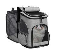 Soft Cat Carrier, Expandable Puppy Bag, 16,5 pulgadas, transpirable, portátil, Soft-Sided Pet Backpack for Car, Flight, Vet Visit, Camping, Travel, Walking, Outdoor Daily Use, Grey