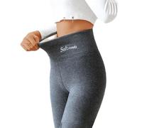Soft Clouds Fleece Leggings for Women Winter - Casual High Waist Warm Pants (M,B-Dark Grey)