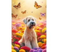 Soft Coated Wheaten Terrier in a field of colorful flowers Notebook - Large 6 x 9 inches - 127 Pages