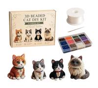 Soft Colors: Create a lovely 3D beaded cat with this DIY kit featuring mini animal beads in soft colors. The beads are precision-drilled with evenly spaced holes, which allows for smooth threading and