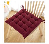 Soft Corduroy Non-Slip Tufted Seat Cushion for Desk Chairs Kitchen Dining Plush Ties, Durable Stitching, Breathable Comfort(Dark Red,50 * 50cm)