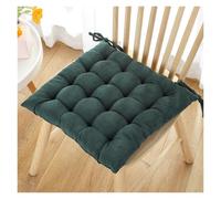 Soft Corduroy Non-Slip Tufted Seat Cushion for Desk Chairs Kitchen Dining Plush Ties, Durable Stitching, Breathable Comfort(Dark Green,40 * 40cm)