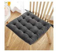 Soft Corduroy Non-Slip Tufted Seat Cushion for Desk Chairs Kitchen Dining Plush Ties, Durable Stitching, Breathable Comfort(Dark Gray,50 * 50cm)