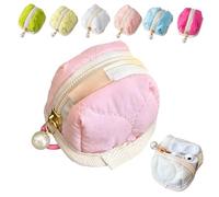 Soft Cotton Earphone Pouches Coin Purse with Practical Zippered Lipstick Storage, Mini Fluffy Bunny Pouch for AirPods,Coins (M)