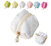 Soft Cotton Earphone Pouches Coin Purse with Practical Zippered Lipstick Storage, Mini Fluffy Bunny Pouch for AirPods,Coins (C)