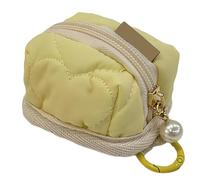 Soft Cotton Mini Earphone Purse for AirPods,Portable Earphone Case and Cute Plush Coin Bag Zippered Lipstick Storage Bag For Jewelry,Coins & More,Outdoor, Travel,Fitness (Yellow)