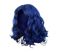 Soft Curly Wig, Blue Party Wig, Curly Blue Hair Wig, Blue Wavy Wig, Wavy Shoulder Wig, Blue Costume Wig, Synthetic Curly Wig, Shoulder Length Hair Wig 9.84 Inches for Women