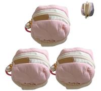 Soft Cute Mini Earphone Bag,Mini Bag with Zipper,Girls Small Coin Purse for Earphone,Headphone Cable,Jewelry,Coins & More (Pink*3)