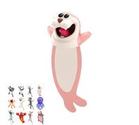 Soft Flexible PVC 3D Cartoon Animal Bookmarks,Fun Squishy Non-Slip Page Holders for Adults,Cute Reading Accessories as Creative Gifts for Book Lovers,Students,Office (Seal)