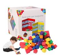 Soft Foam Blocks, Stacking Bricks, 3.15x3.15 Inches Sensory Play Cubes, Preschool Construction Toys, Educational Learning Set for Home, School, Daycare Center, Kindergarten