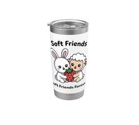 Soft Friends Forever, linda amistad entre conejo y cordero Vaso térmico de acero inoxidable de doble pared