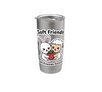 Soft Friends Forever, linda amistad entre conejo y cordero Vaso térmico de acero inoxidable de doble pared