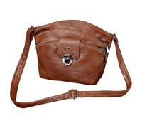 Soft Leather Ladies Fashion Casual Spring And Summer Messenger Bag With Compartment Shoulder Zipper(Brown)