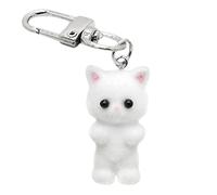 Soft Plush Mini Car Keyring Keys - Cat Kawaii Animal Locked Keychain | Flocked Cat Kawaii Keyring Cartoon Kawaii Locked Cute Flocked Kitten Key Holder for Keys Backpacks