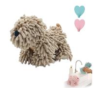 Soft Puppy-Themed Chenille Hand Towel, Chenille Hand Towels for Bathroom with Hanging Loop - Super Absorbent Quick Dry Fuzzy Ball Towel, Quick Drying Bathroom & Kitchen Towel for Kids & Adults (F)