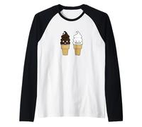 Soft Serve Ice Cream Cono Waffle Chocolate Dip Vainilla Camiseta Manga Raglan