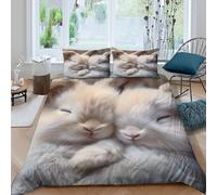 Soft Sleeping Animals Funda Edredon Juego de Ropa de Cama de 3 Piezas Impresión 3D Cierre de Soft Sleeping Animals Funda de Edredón Funda de Almohada a Juego Suave for Adolescentes Double（200x200cm）