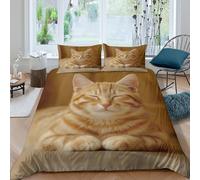 Soft Sleeping Feline Funda Edredon Juego de Ropa de Cama de 3 Piezas Impresión 3D Cierre de Soft Sleeping Feline Funda de Edredón Funda de Almohada a Juego Lavables Suave for niña King（220x240cm）