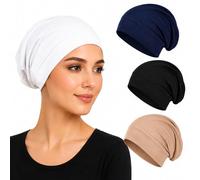 Soft Stretch Turban Beanie for Women, Milk Silk Full Coverage Head Wrap, Chemo Sleep for Hair Loss, Anti Slip Hijab Undercap (A-4pcs)