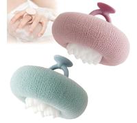 Soft Sunflower Suction Cup Bath Ball, Bath Sponges for Shower, 2-in-1 Sponge Mesh Loofah Shower Ball Body Scrubber Ball for Men and Women (C)