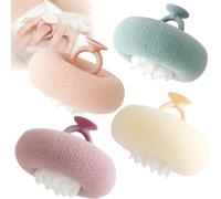 Soft Sunflower Suction Cup Bath Ball, Bath Sponges for Shower, 2-in-1 Sponge Mesh Loofah Shower Ball Body Scrubber Ball for Men and Women (4PCS)