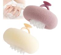 Soft Sunflower Suction Cup Bath Ball, Bath Sponges for Shower, 2-in-1 Sponge Mesh Loofah Shower Ball Body Scrubber Ball for Men and Women (D)