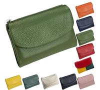 Soft Wallets For Women, Unisex Pebble Leather Wallet, Travel Card Holder, Mens Wallet, Small Compact Bifold Pocket Purse, 5.3in Short Genuine Leather Coin Card Holder (Light Green)