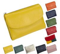Soft Wallets For Women, Unisex Pebble Leather Wallet, Travel Card Holder, Mens Wallet, Small Compact Bifold Pocket Purse, 5.3in Short Genuine Leather Coin Card Holder (Yellow)