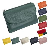 Soft Wallets For Women, Unisex Pebble Leather Wallet, Travel Card Holder, Mens Wallet, Small Compact Bifold Pocket Purse, 5.3in Short Genuine Leather Coin Card Holder (Green)