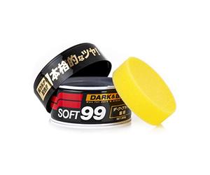 SOFT99 Dark & Black Wax - Esmalte de cera dura para coche, fórmula híbrida con aditivo de carnauba, revestimiento hidrofóbico, protección de pintura, brillo y profundidad de color, kit con almohadilla aplicadora
