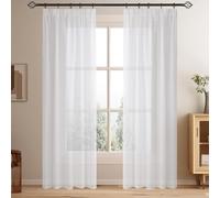 Softalker Cortinas de Salon Blanco 225 cm Alto translucidas Cortina con cincha Modernas Separador de ambientes cortinados para Dormitorio Curtains 140 Ancho 2 Piezas Decoracion Comedor terraza