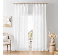 Softalker Cortinas de Salon Blanco 270x140 cm translucidas Cortina Modernas Separador de ambientes cortinados para Dormitorio con cincha Curtains 2 Piezas Decoracion Comedor Cocina Ventana