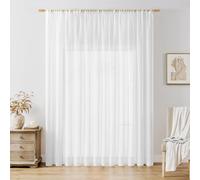 Softalker Gardin Cortinas de 240 cm de largo, cortinas blancas en aspecto de lino, voilegardin, cortina transparente, 300 cm, extra anchas para dormitorio, ventana, separador de ambientes, Cortina 1