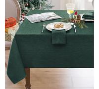 Softalker Mantel Navidad Mesa Cuadrado Antimanchas 100x100 cm Verde de Falso Lino Manteles Repelente al Agua Manteles Pequeño Protector Centro de Mesa Comedor Decoracion año Nuevo Cumpleaños Exterior