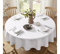 Softalker Mantel Redondo Antimanchas 200 cm Blanco Navidad Grande Manteles Impermeable Textura Lino para Semana Santa,Fiestas de San Juan,Mesas de Comedor Medianas,Celebraciones al Aire Libre como