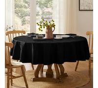 Softalker manteles Antimanchas Negro Redondo 140 cm de diámetro Mantel de Jacquard a Rayas Mantel Exterior Impermeable, Protege la Mesa para Comedor, Cocina, Navidad cumpleaños, Festivos, 1 Pieza