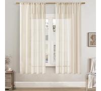 Softalker Stores Cortinas con paso de barra, Cortinas Beige, Cortina Transparente, Cortinas Gasa, Cortina Salón 160 cm Extra Largas, Cortinas Transparentes, Juego de 2, Cortina Decorativa para Sistema